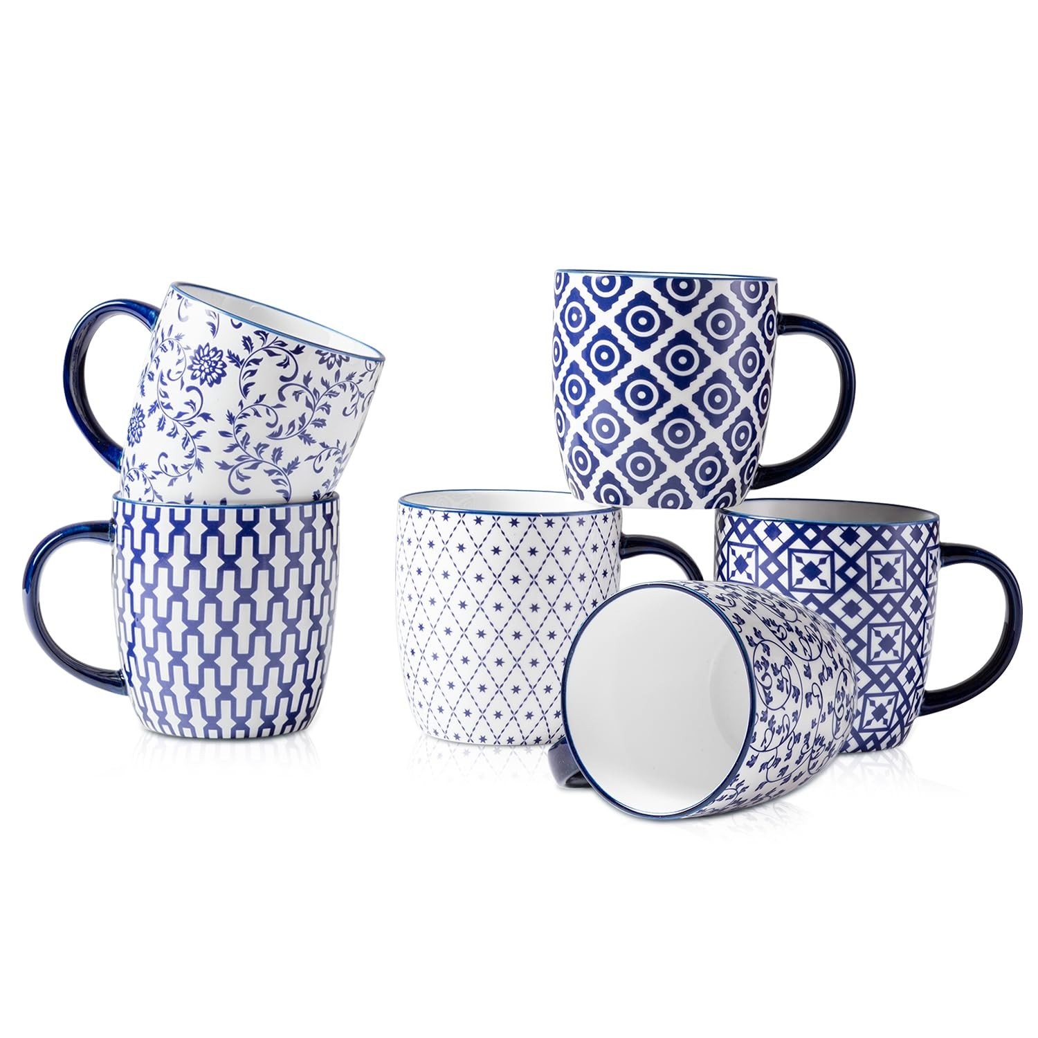 Ceramic Coffee Mugs Set - 10 OZ Large Porcelain Tea Cups with Handle for Capp... Ceramic Coffee Mugs Set - 10 OZ Large Porcelain Tea Cups with Handle for Capp...