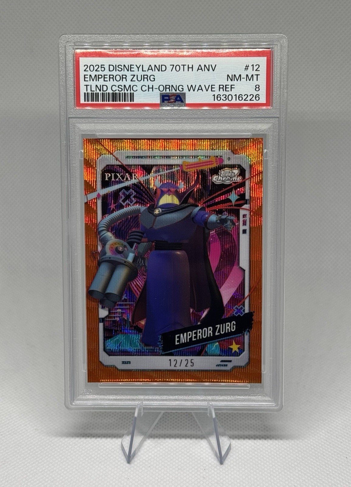POP 1 PSA 8 2025 Topps Chrome Disney Disneyland 70th ZURG 1/1 CARD # MATCH 12/25