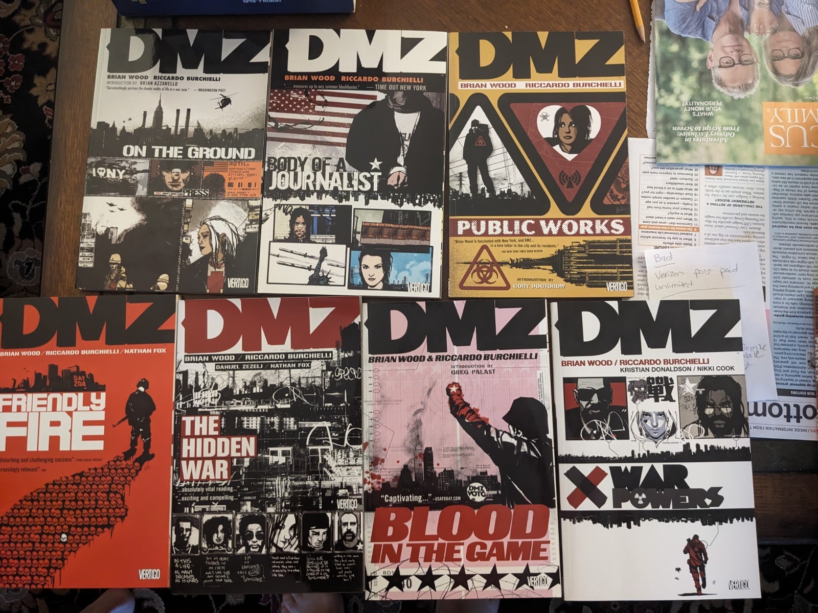 Vertigo DC DMZ Trade Paperback Graphic Novel Lot Brian Wood Riccardo Burchielli