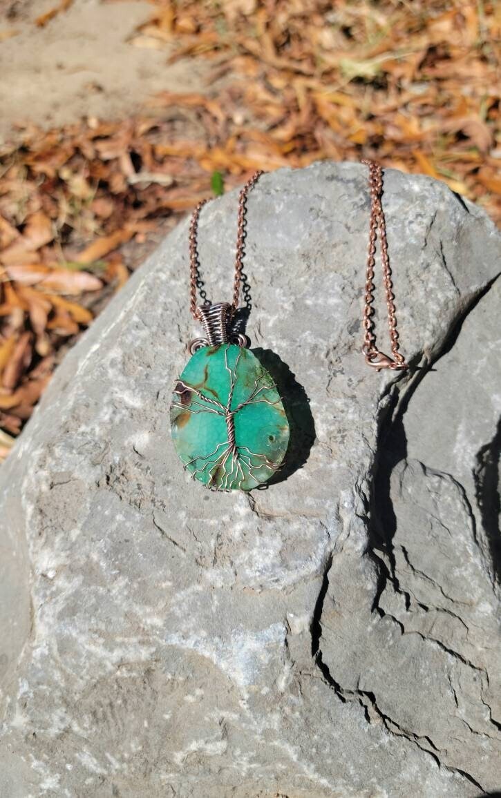 Tree of Life Pendant on Agate Slice- Made by Real Witches in North Carolina
