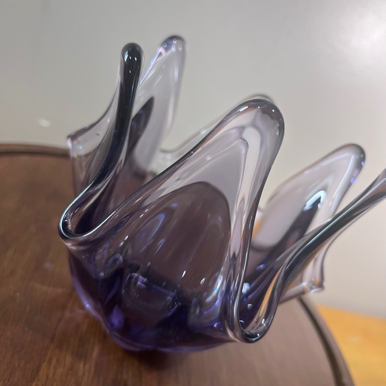 Vtg Viking Thistle Amethyst Purple Swung Glass Bowl Mid Century Modern MCM 5.5