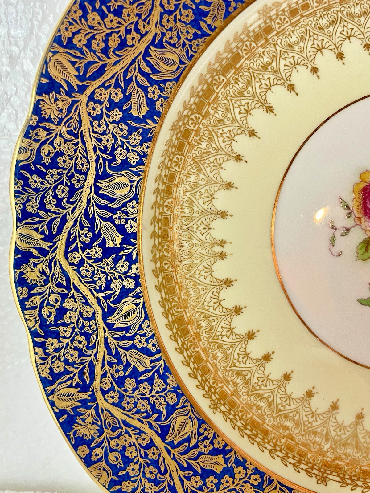 6 Antique China Porcelain Dinner Plates Set George Jones & Sons Cobalt Blue Gold 6 Antique China Porcelain Dinner Plates Set George Jones & Sons Cobalt Blue Gold