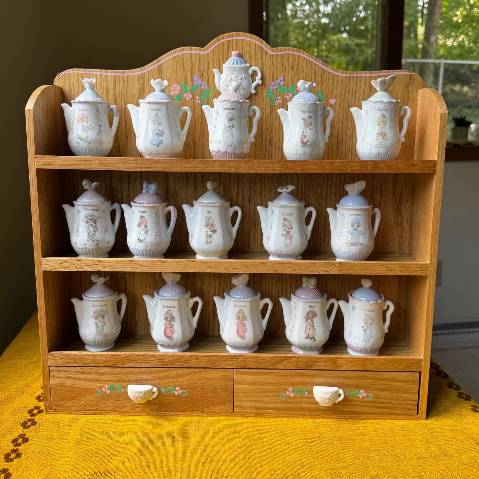 Vintage My Precious Moments Spice Rack and Jars