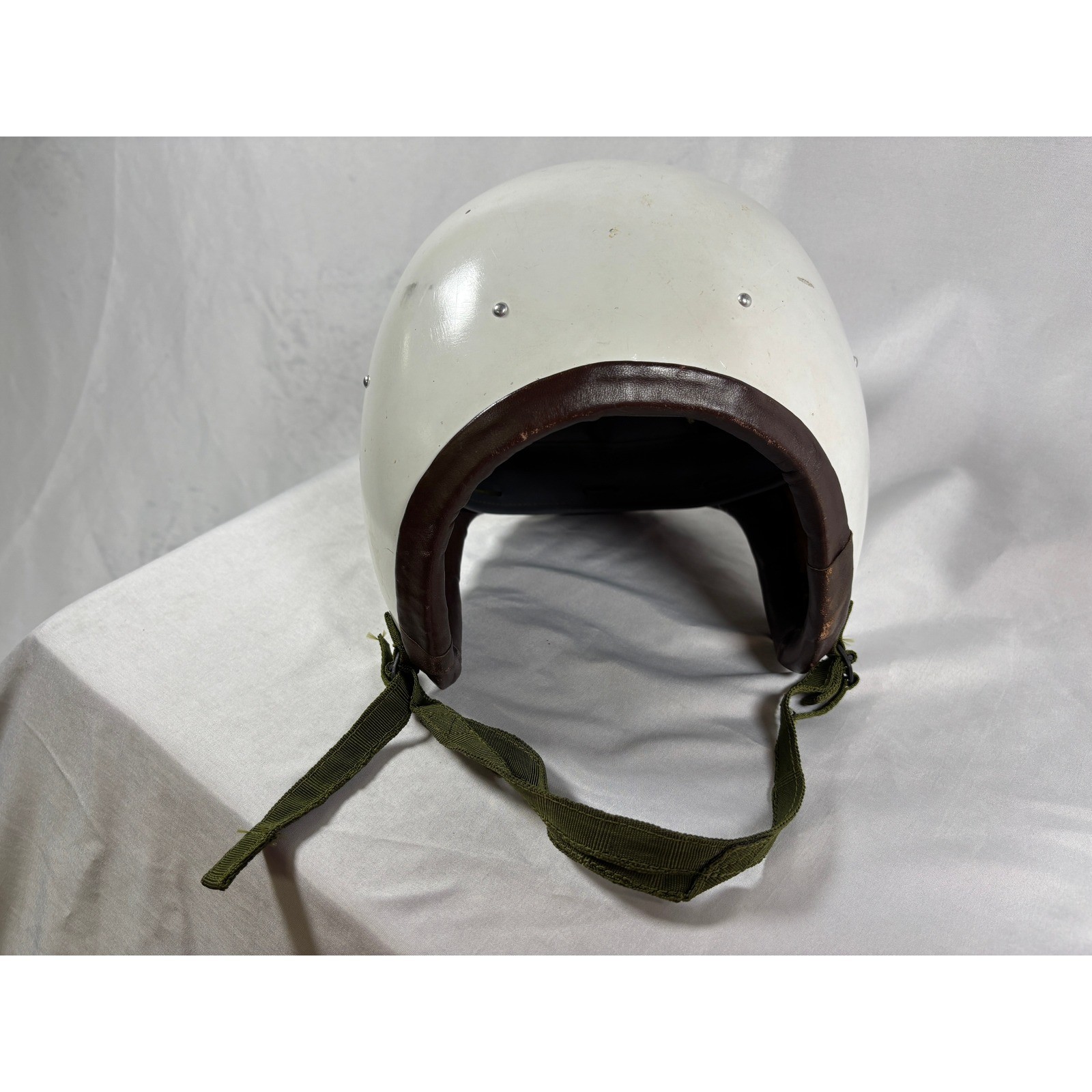 Vintage White Open Face Flight Helmet Retro Motorcycle Pilot Style White Brown Vintage White Open Face Flight Helmet Retro Motorcycle Pilot Style White Brown