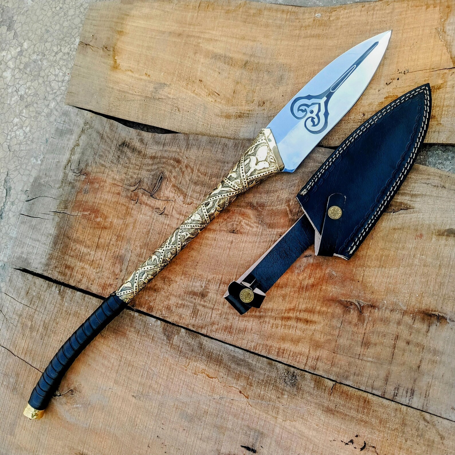 Handmade HellBoy 2 Spear of Prince Nuada The Golden Army Spear with Sheath