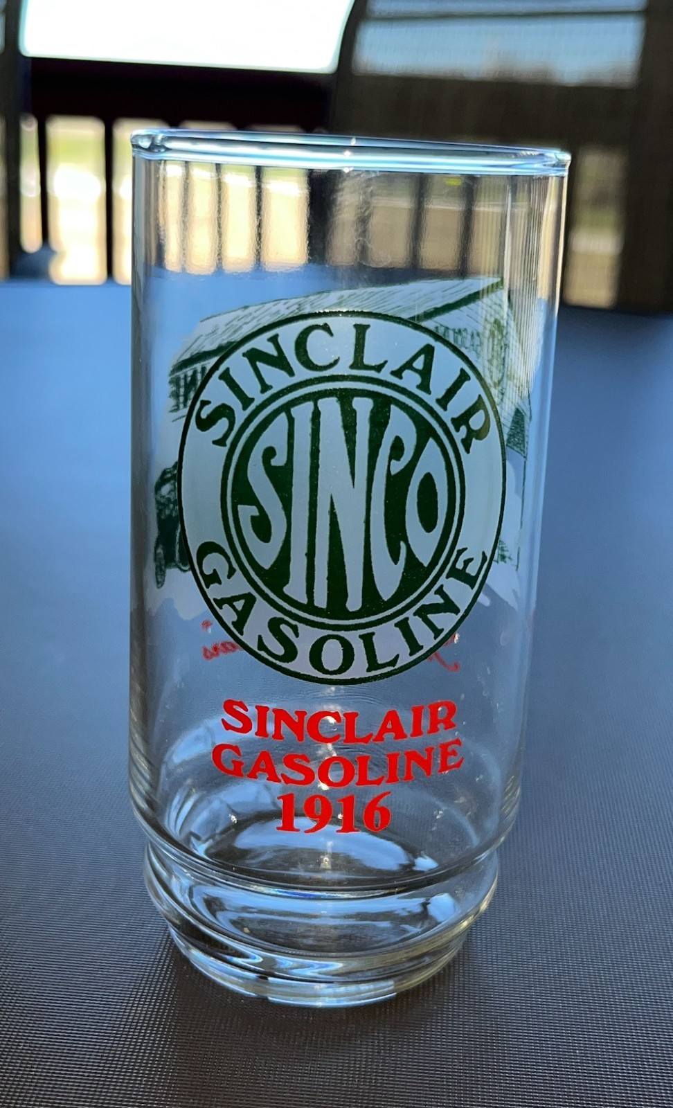 Sinclair Gas Logo Tumbler Glasses, Through the Years, 1916 to 1959 Fill Your Set