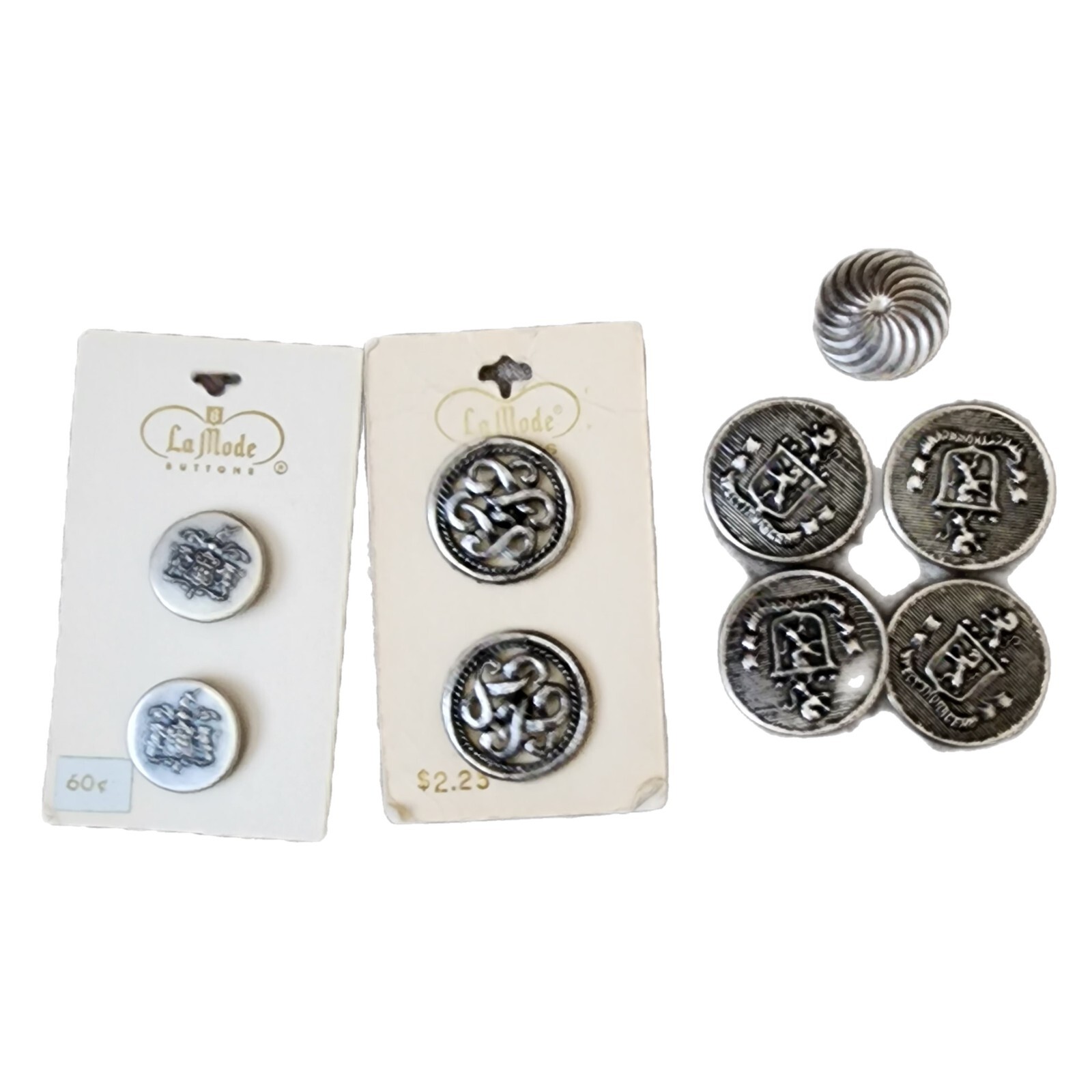 VINTAGE~Misc Mix 9 Silver Metal Buttons
