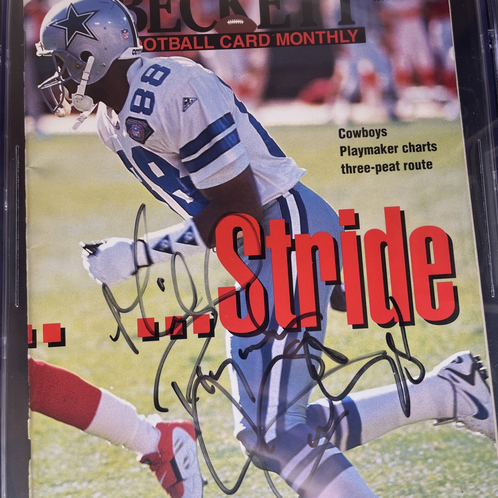 Beckett Encapsulated Michael Irvin autographed 1995 (Issue #58) Beckett Football