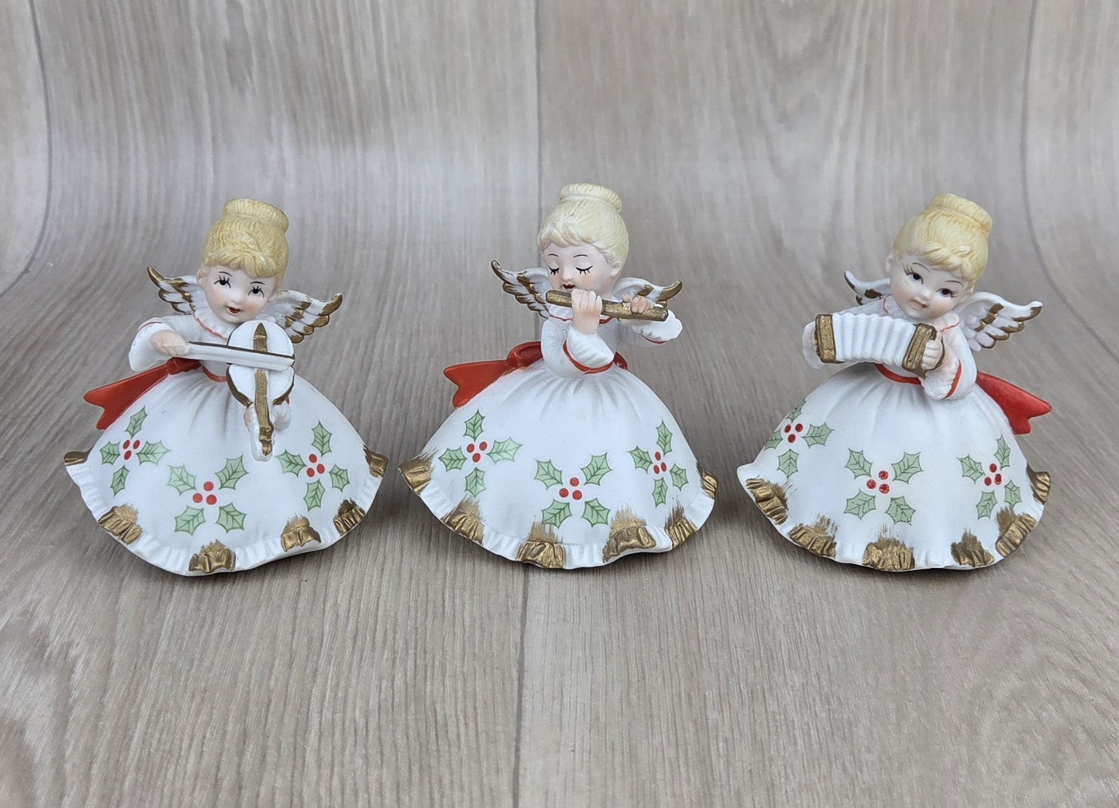 Vintage 1950’s Lefton Christmas Musician Angels Set of 3 Japan w/Stickers MCM Vintage 1950’s Lefton Christmas Musician Angels Set of 3 Japan w/Stickers MCM