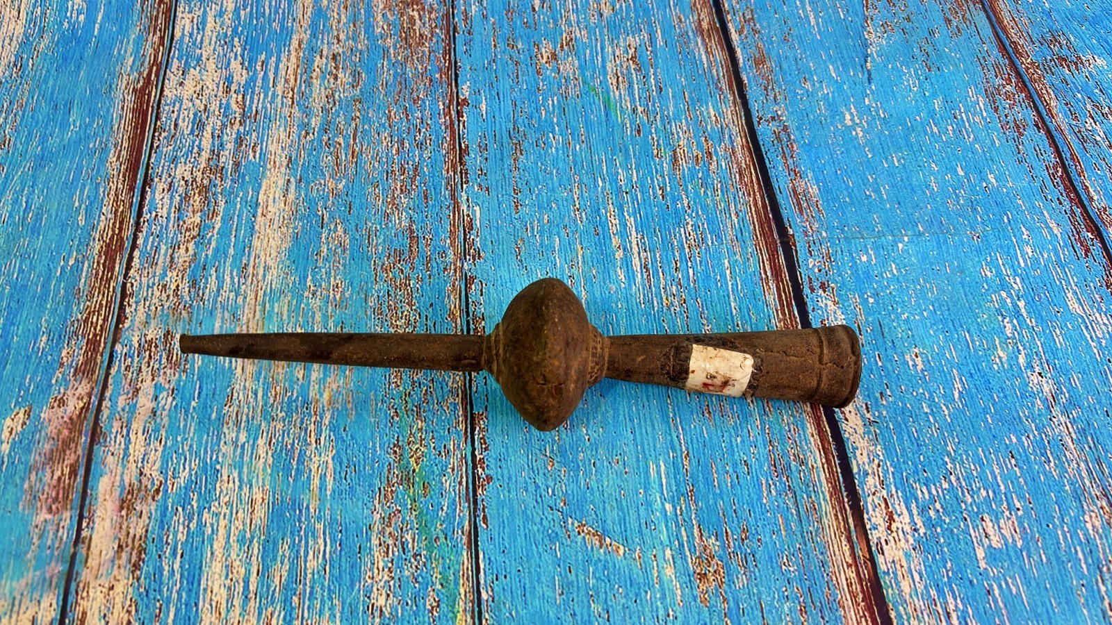 Vintage Hand Forged Iron Spear Butt End Socketed Lance Finial Collectible S1