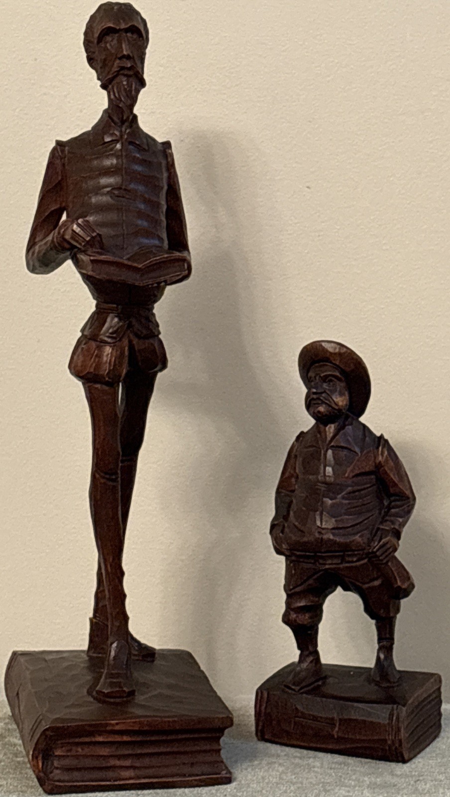 Vintage Carved Wooden Don Quixote & Sancho Statue Figurines Spanish Folk Art 13” Vintage Carved Wooden Don Quixote & Sancho Statue Figurines Spanish Folk Art 13”