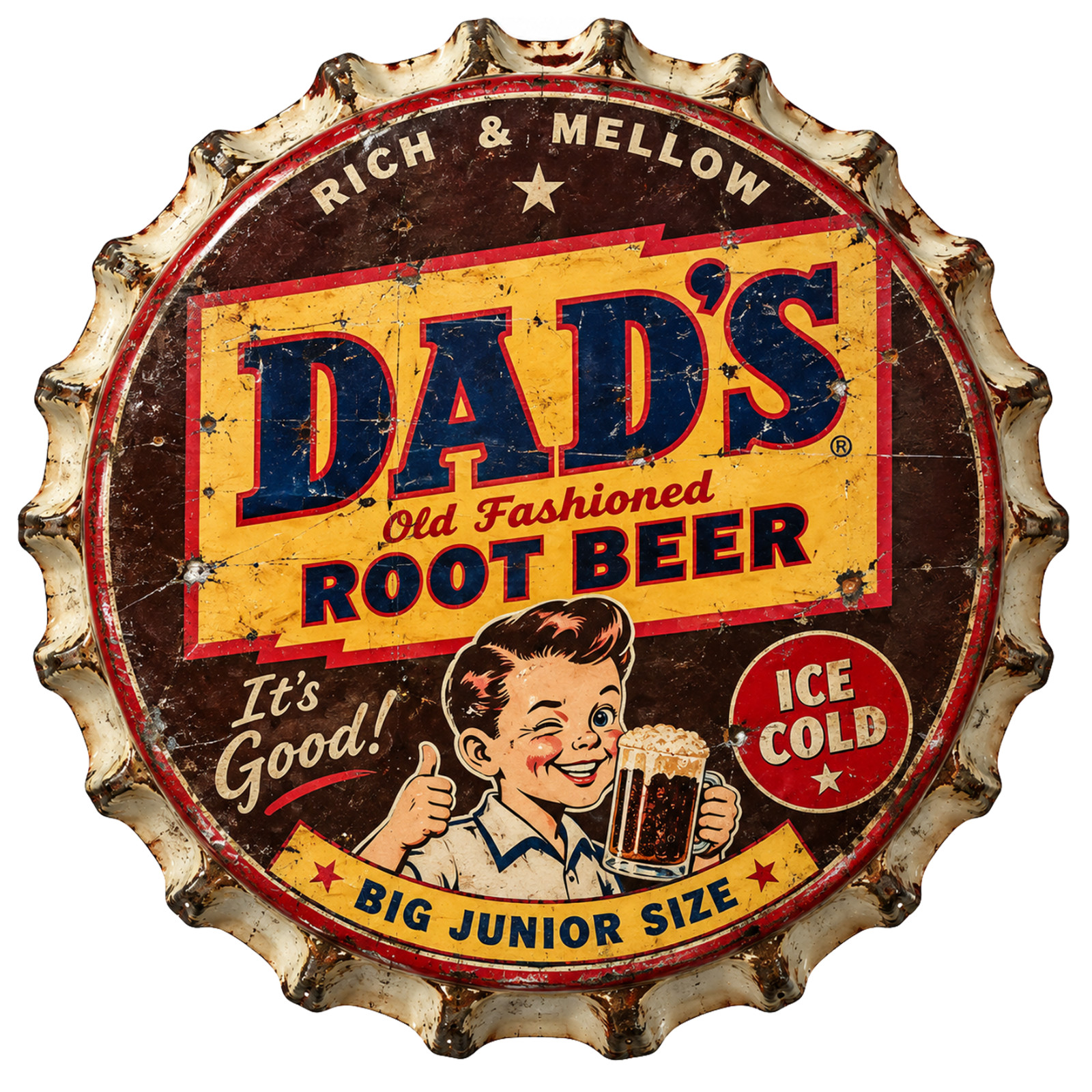 Vintage 11.75 circle Dad's old fashion Root Beer cap Vintage 11.75 circle Dad's old fashion Root Beer cap