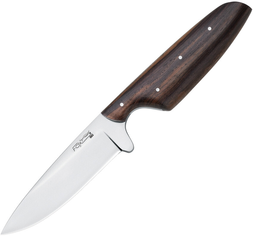 Fox Nikok Fixed Blade Knife Brown Wood 440C Stainless Blade w/ Sheath