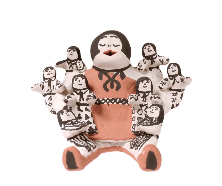 Cochiti Pueblo Storyteller Pottery Doll By Martha Arquero Late 20th Century