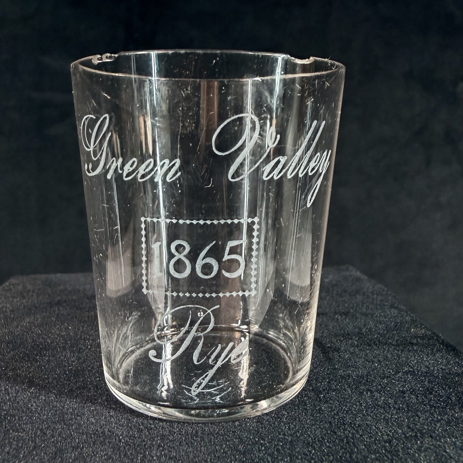 Antique Green Valley Rye Pre-Prohibition Shot Glass Scranton, PA - Chips on Rim Antique Green Valley Rye Pre-Prohibition Shot Glass Scranton, PA - Chips on Rim