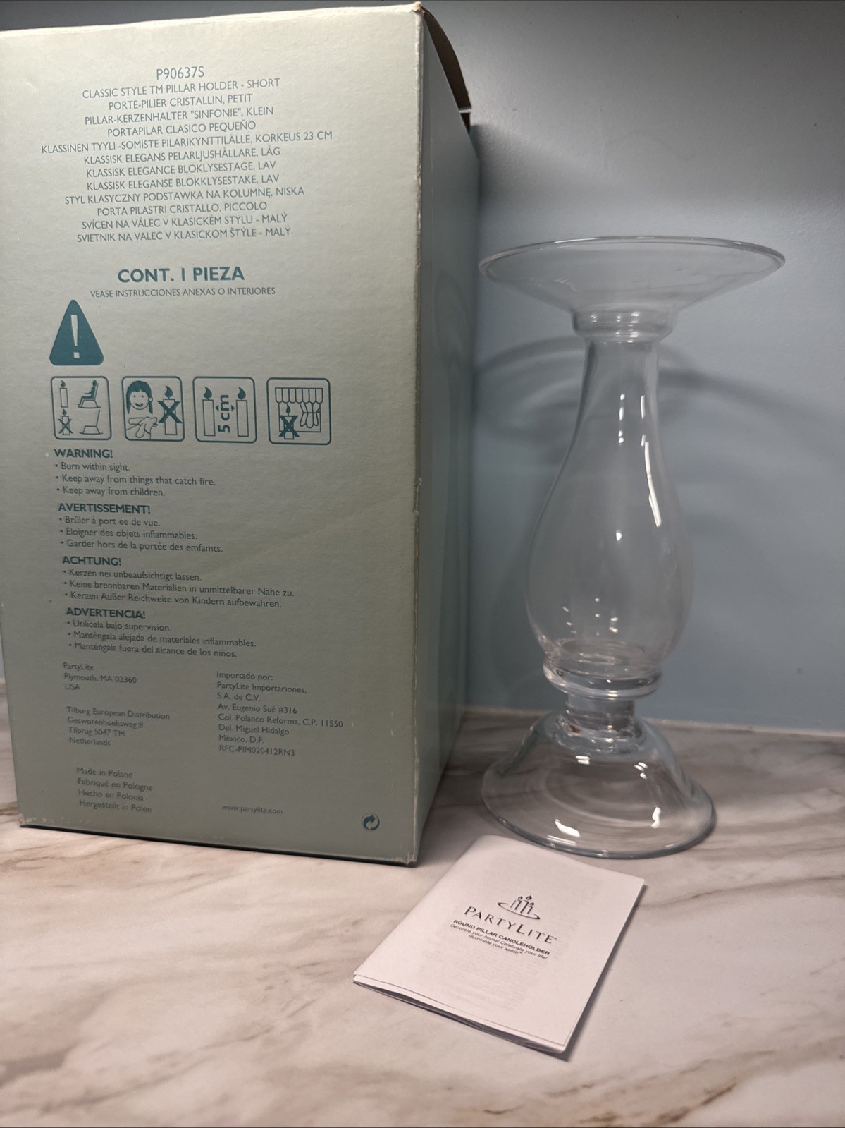 PartyLite Classic Style TM Pillar Holder Short Retired P90637S A1