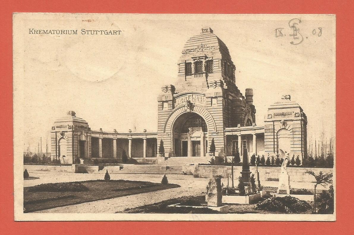 POSTCARD - STUTTGART GERMANY - CREMATORIUM – 1908 REAL PHOTO MAILED