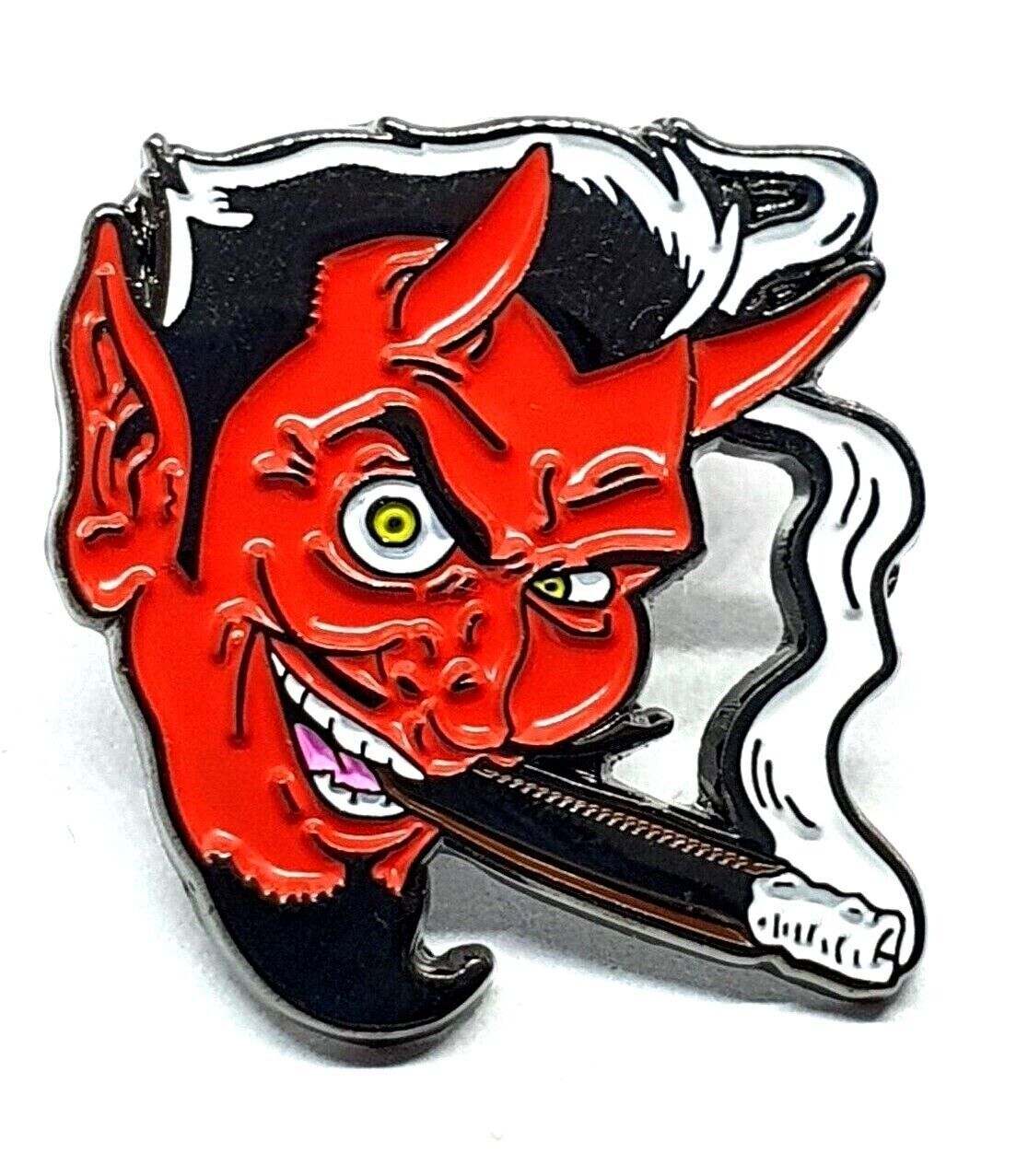 Devil Pin Badge Enamel Rockabilly Fortune American 50s Style Satan Pin Brooch