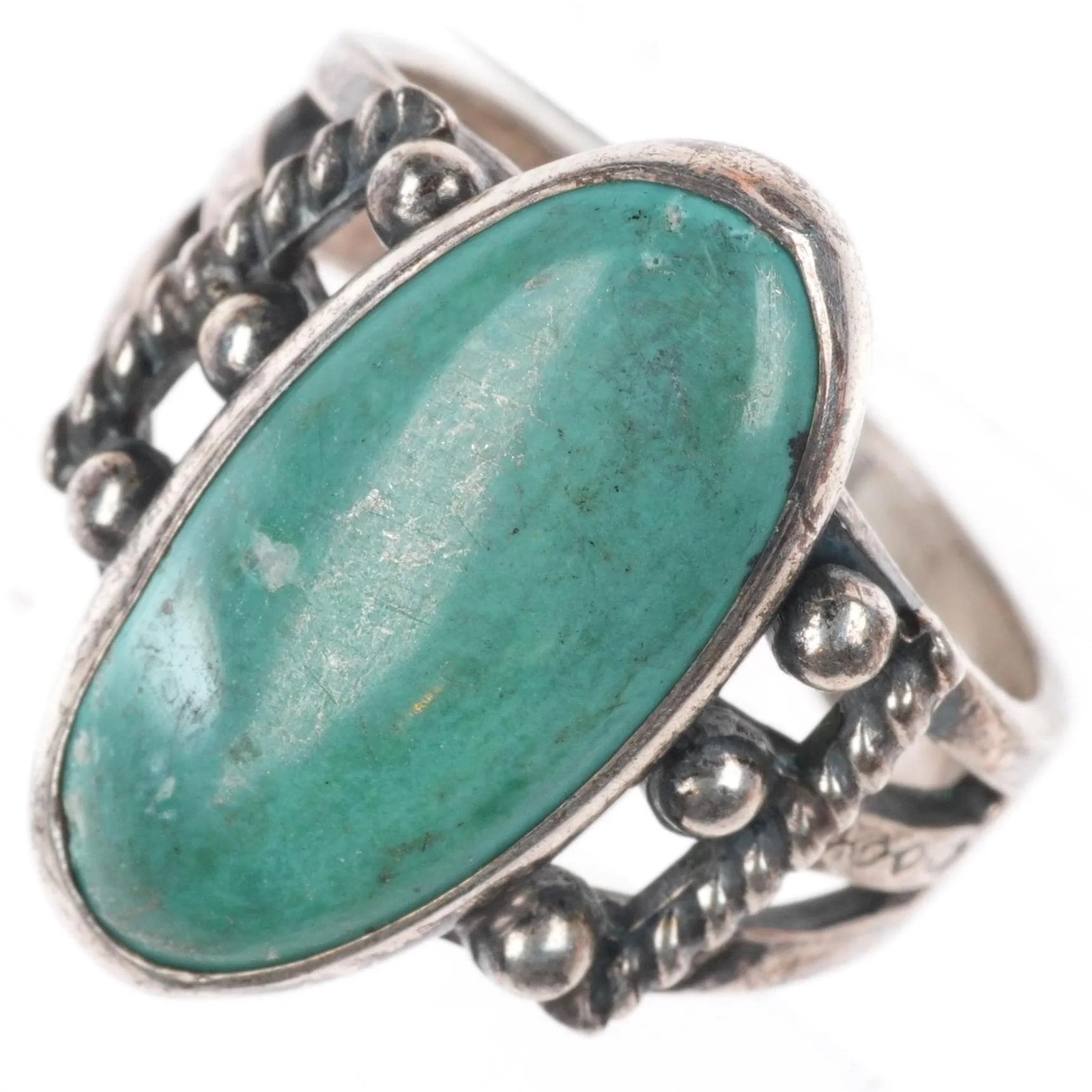 sz4 1940's Vintage Navajo Fred Harvey Style sterling silver turquoise ring sz4 1940's Vintage Navajo Fred Harvey Style sterling silver turquoise ring