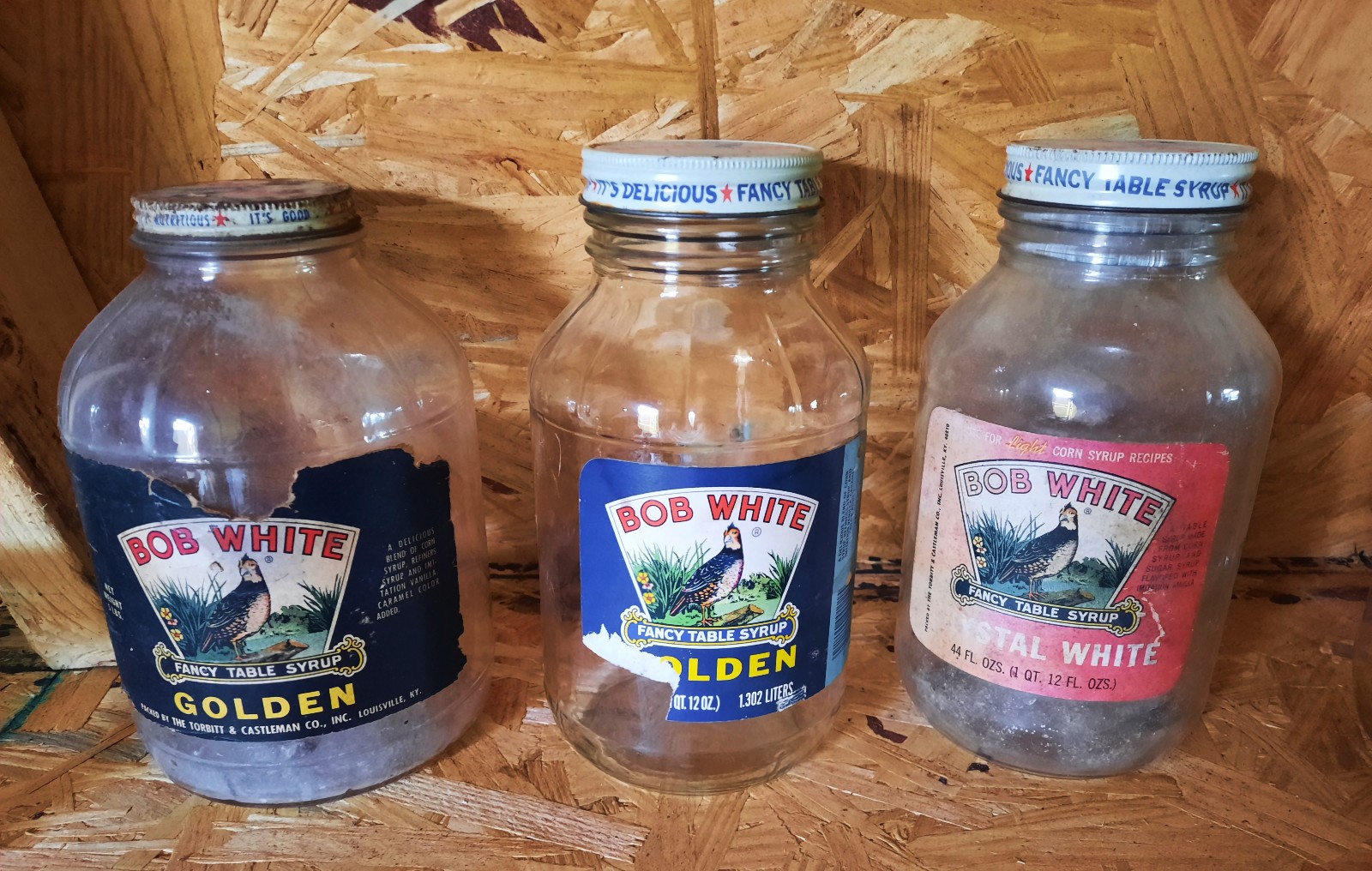 Set of 1960s Bob White Syrup Jars with Caps Set of 1960s Bob White Syrup Jars with Caps