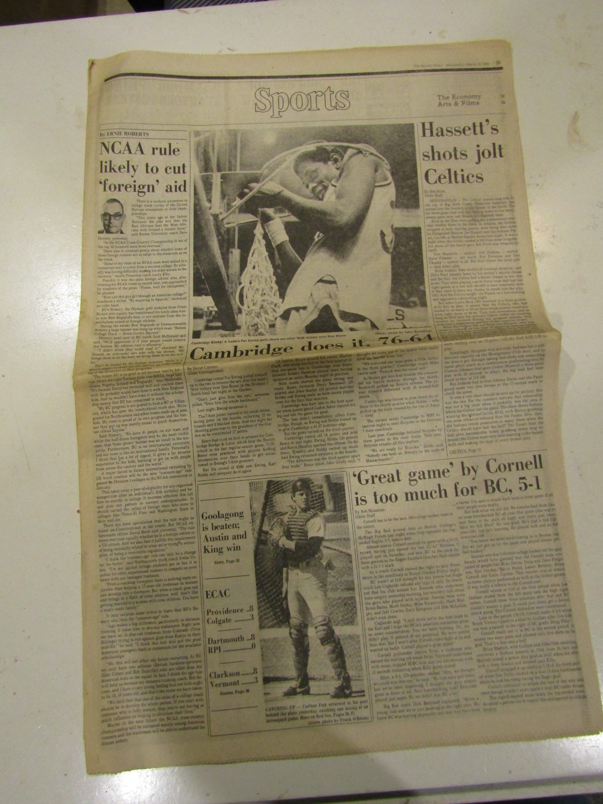 Vintage The Boston Globe Wednesday March 12, 1980 Cambridge Wins over Don Bosco