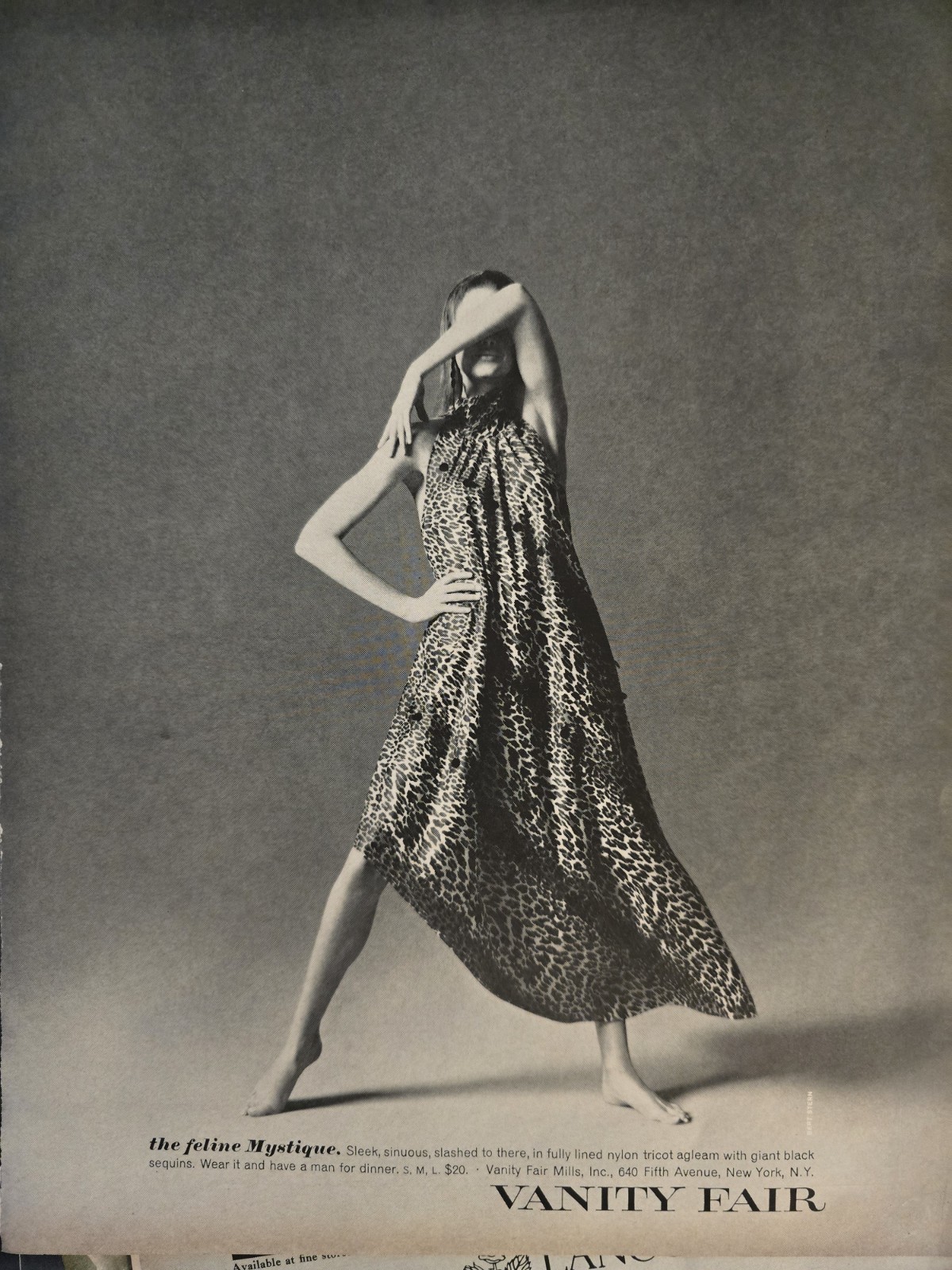 1967 women\'s Vanity Fair Feline Mystique animal print gown lingerie vintage ad