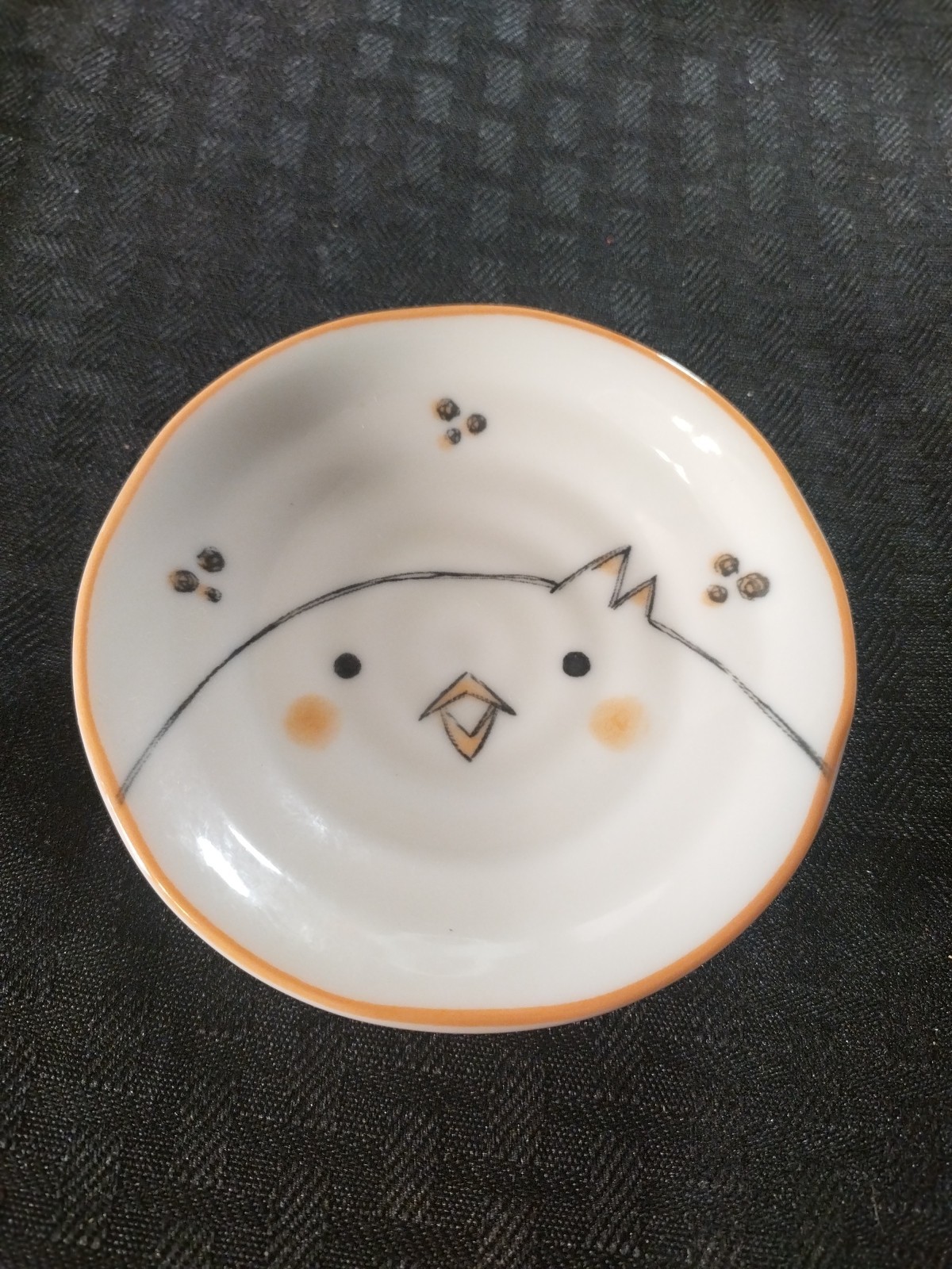 Kanemi Chick Plate Kotobuki Japan Ceramic Bird Dish 4