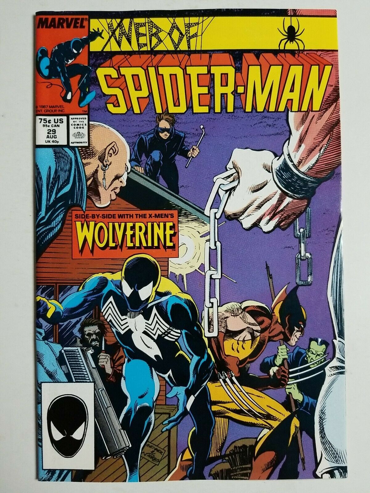 Web of Spiderman #29 (1987)  Wolverine Crossover  Black Symbiote Suit  