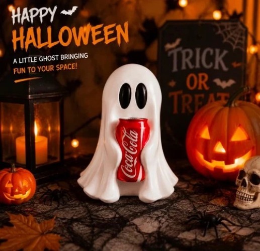 New COCA-COLA Ghost Figurine Holding Coke Can Halloween No drinks