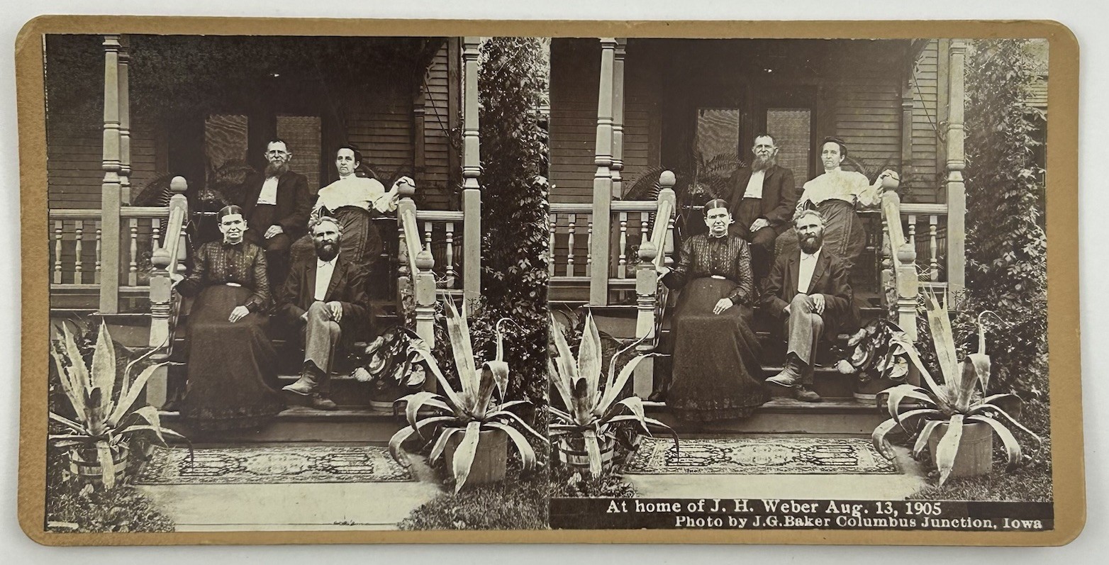 1905 Weber Family Porch Portrait Stereoview Columbus Junction Iowa Photo BakerL2 1905 Weber Family Porch Portrait Stereoview Columbus Junction Iowa Photo BakerL2