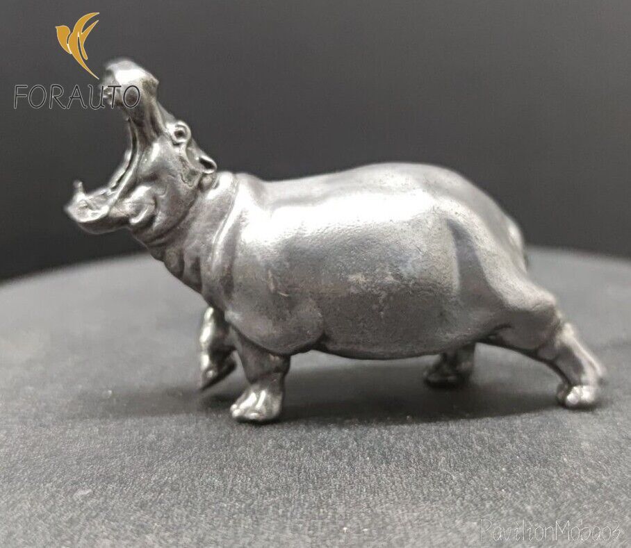 Solid Black Brass Hippo Statue Animal Artwork Collection Hippopotamus Decor