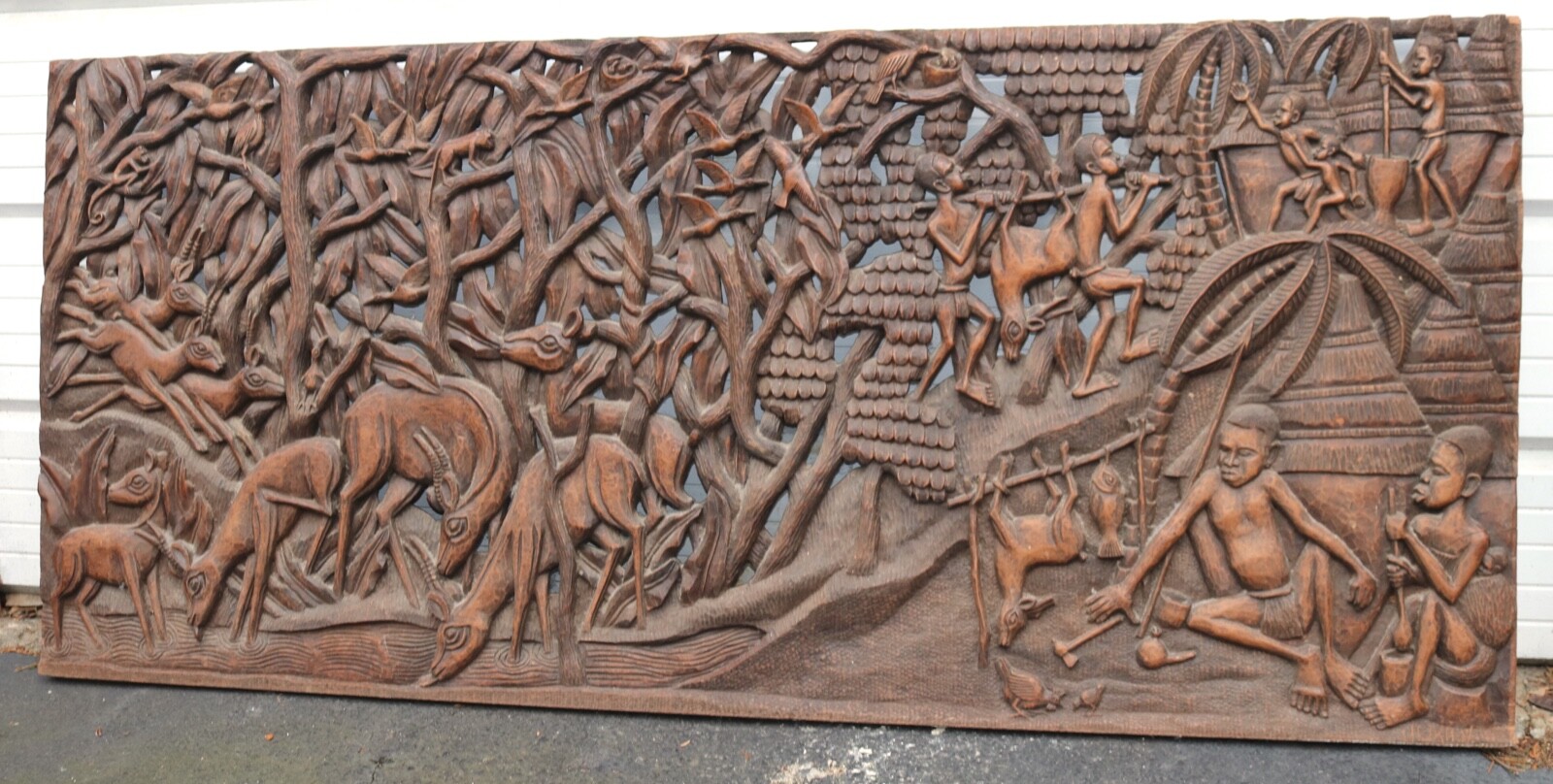 HUGE 6' antique hand carved wood figural African wall relief sculpture plaque HUGE 6' antique hand carved wood figural African wall relief sculpture plaque