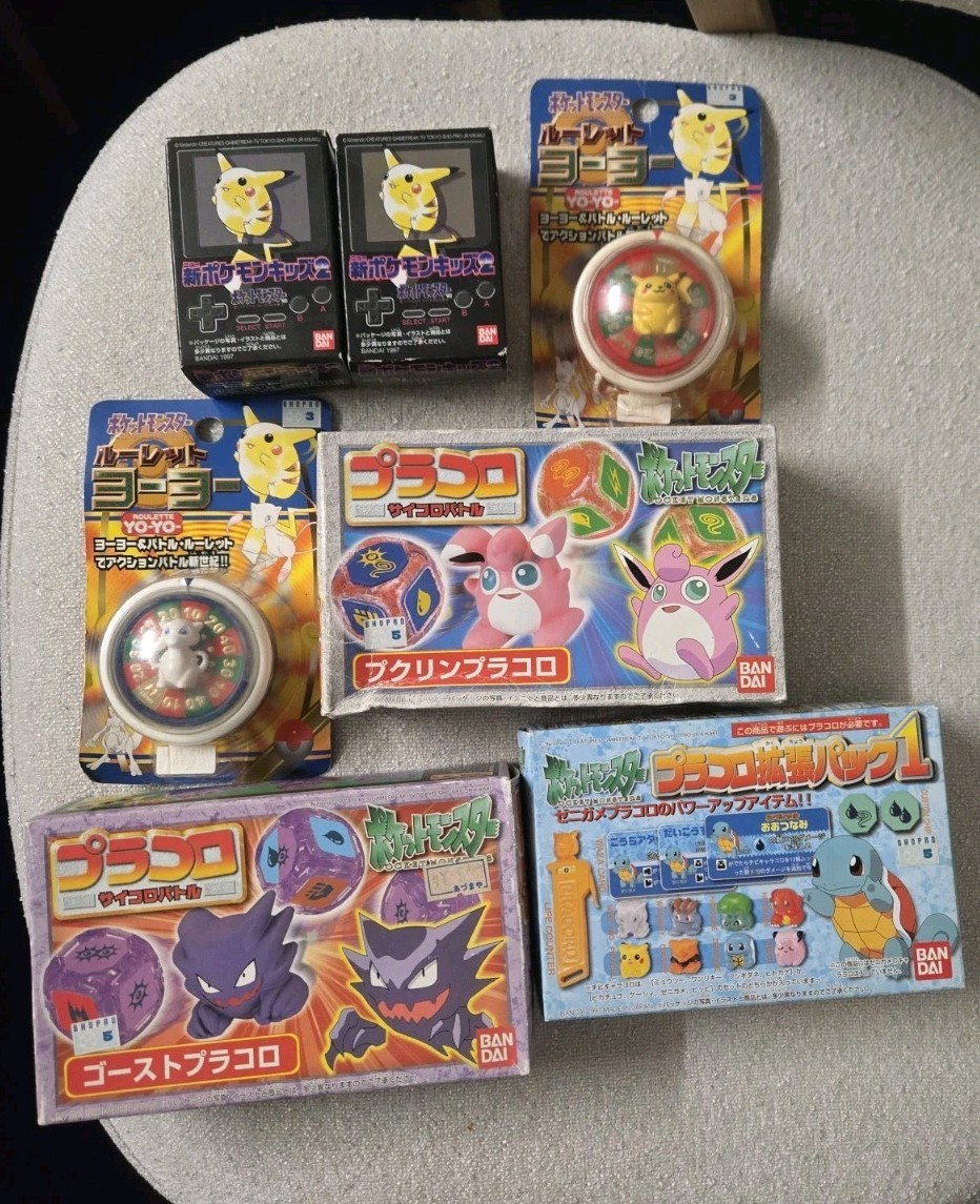 Vintage 1997–1998 Japanese Pokémon Toy Bundle x7 Bandai Plakoro Yo-Yo Kids