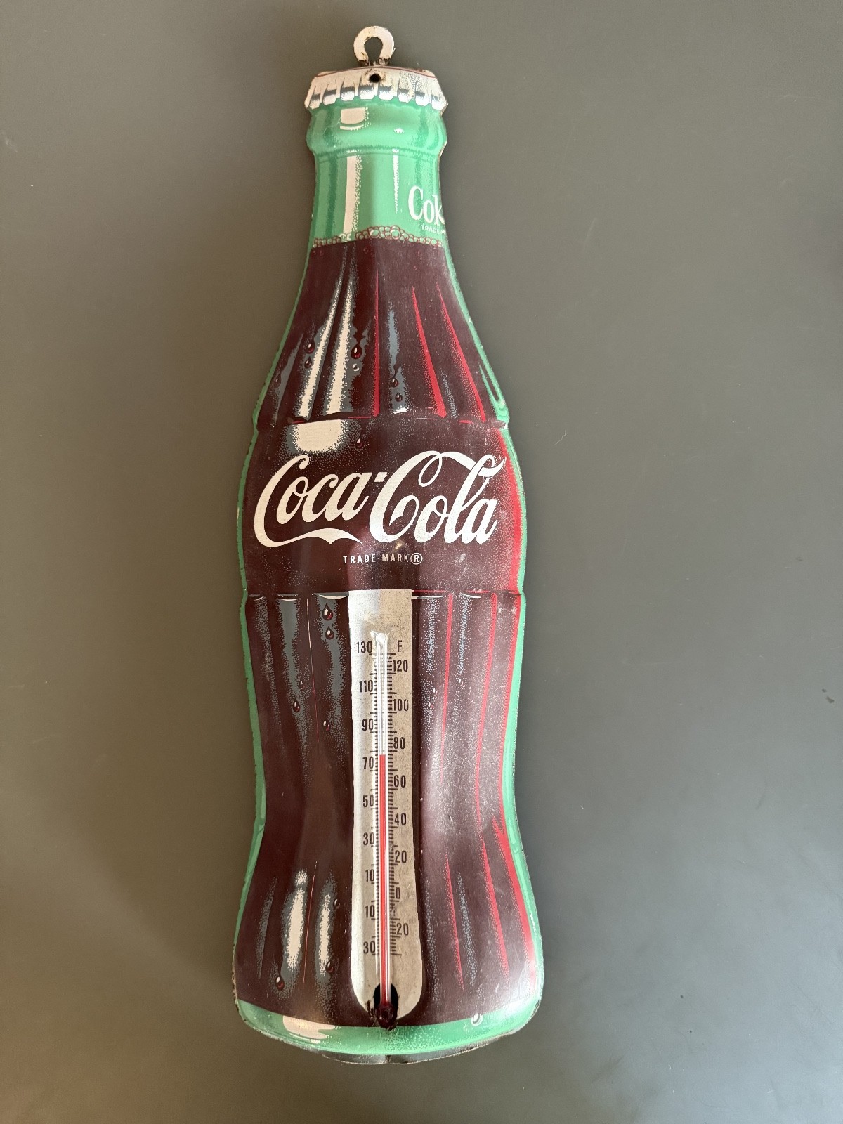 Vintage TCA Coca-Cola Tin Hanging Wall Thermometer 17\