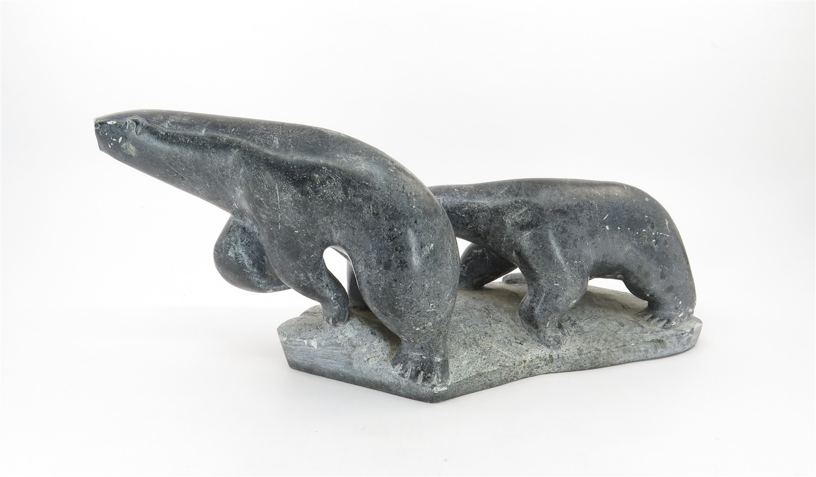 Original Signed Vintage Polar Bears Stone Sculpture Original Signed Vintage Polar Bears Stone Sculpture