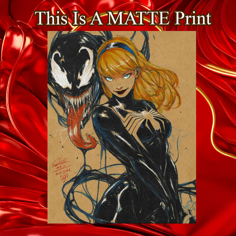 Gwenom VenomVerse Color Illustration Mixed Media Fine Art Print 8.5x11 - Keyeske