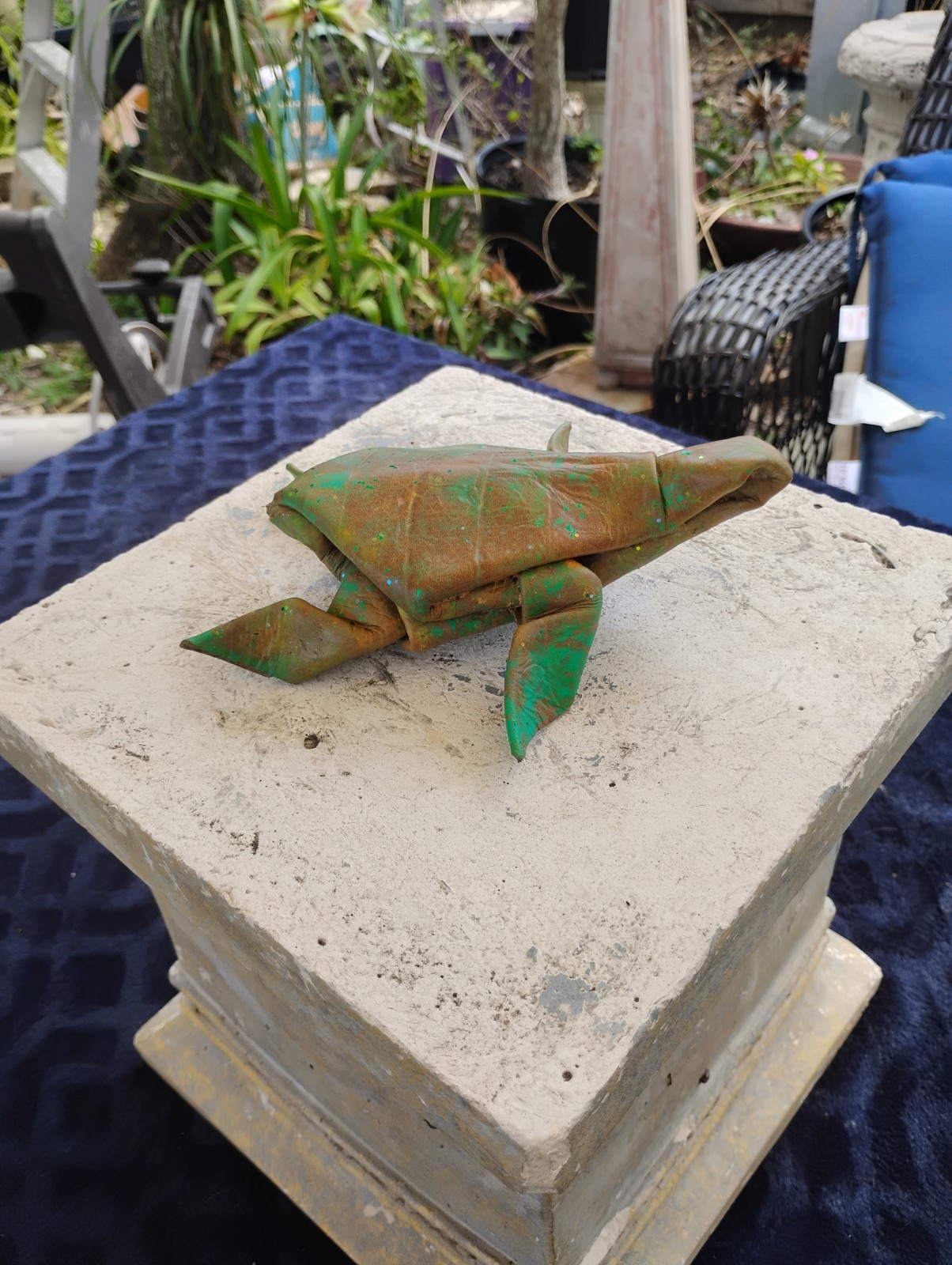 Handmade 100% Leather Origami Sea Turtle 