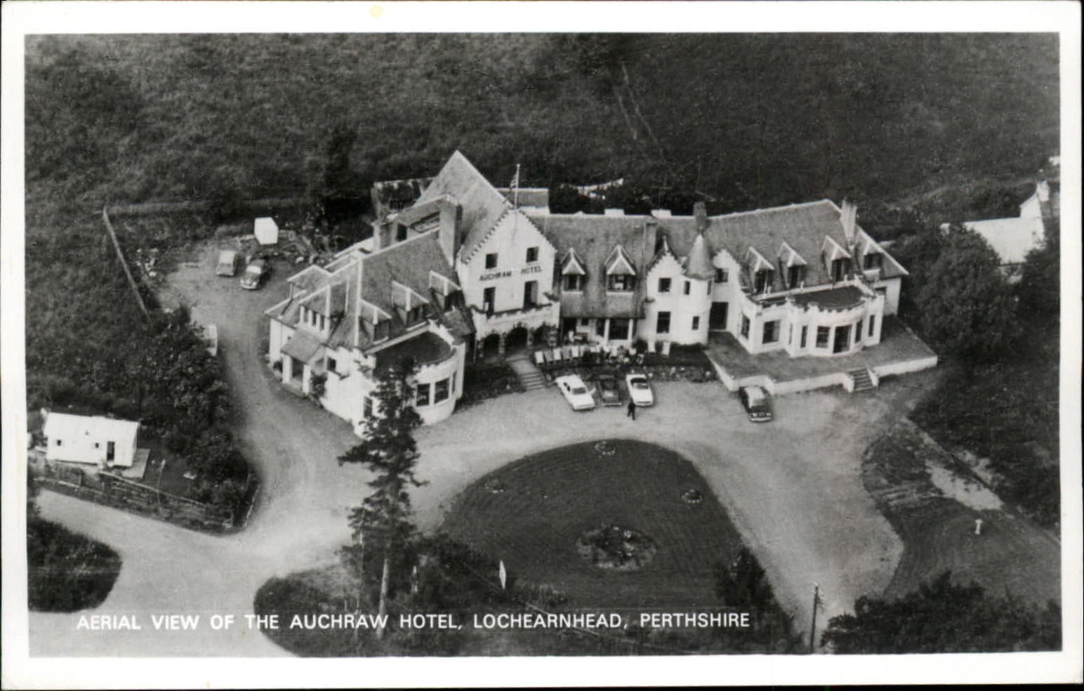 RPPC Lochearnhead Perthshire Scotland UK Auchraw Hotel aerial real photo PC RPPC Lochearnhead Perthshire Scotland UK Auchraw Hotel aerial real photo PC