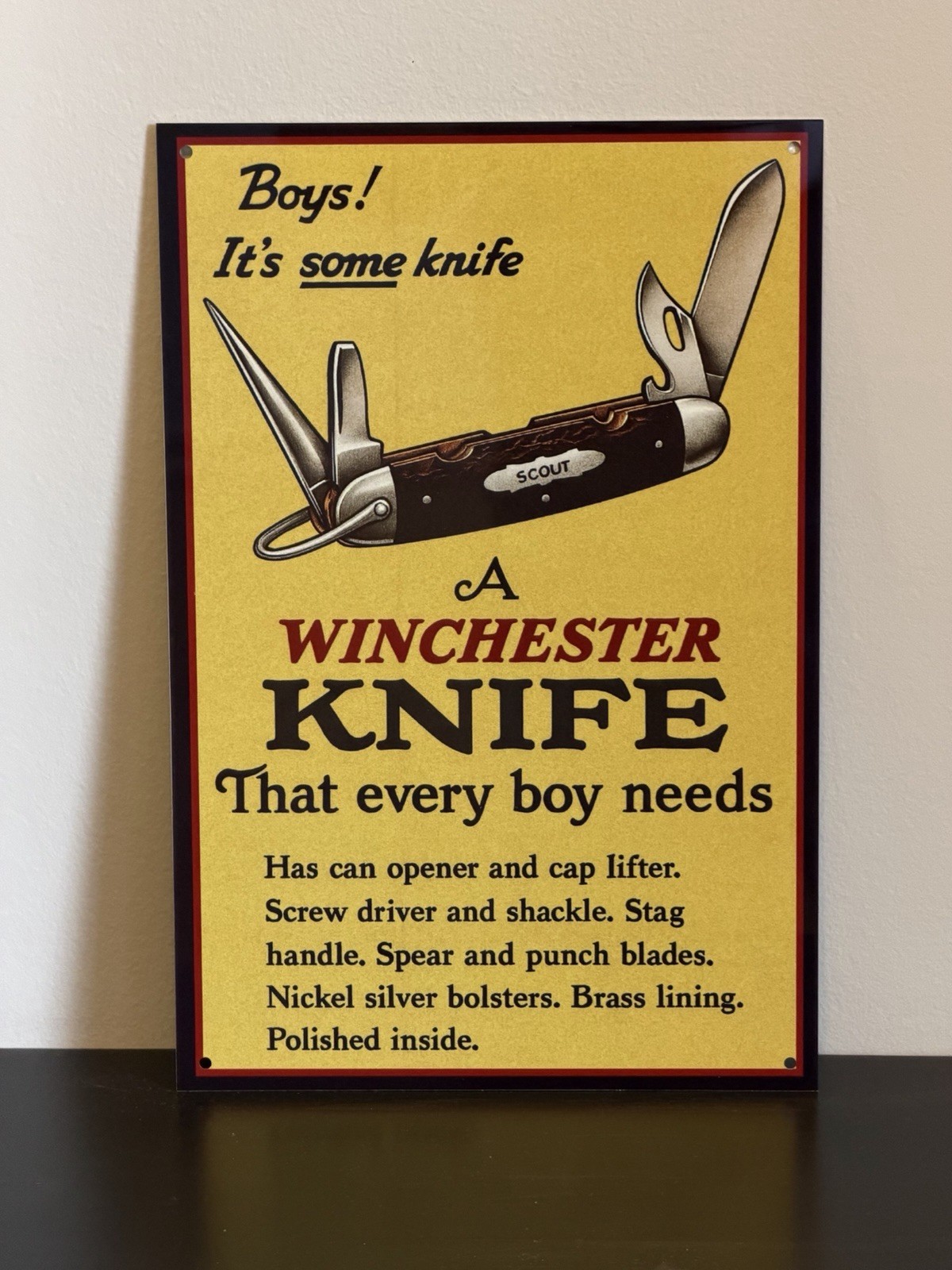 Winchester Boy Scout Pocket Knife  Vintage Style Metal Sign Advertising