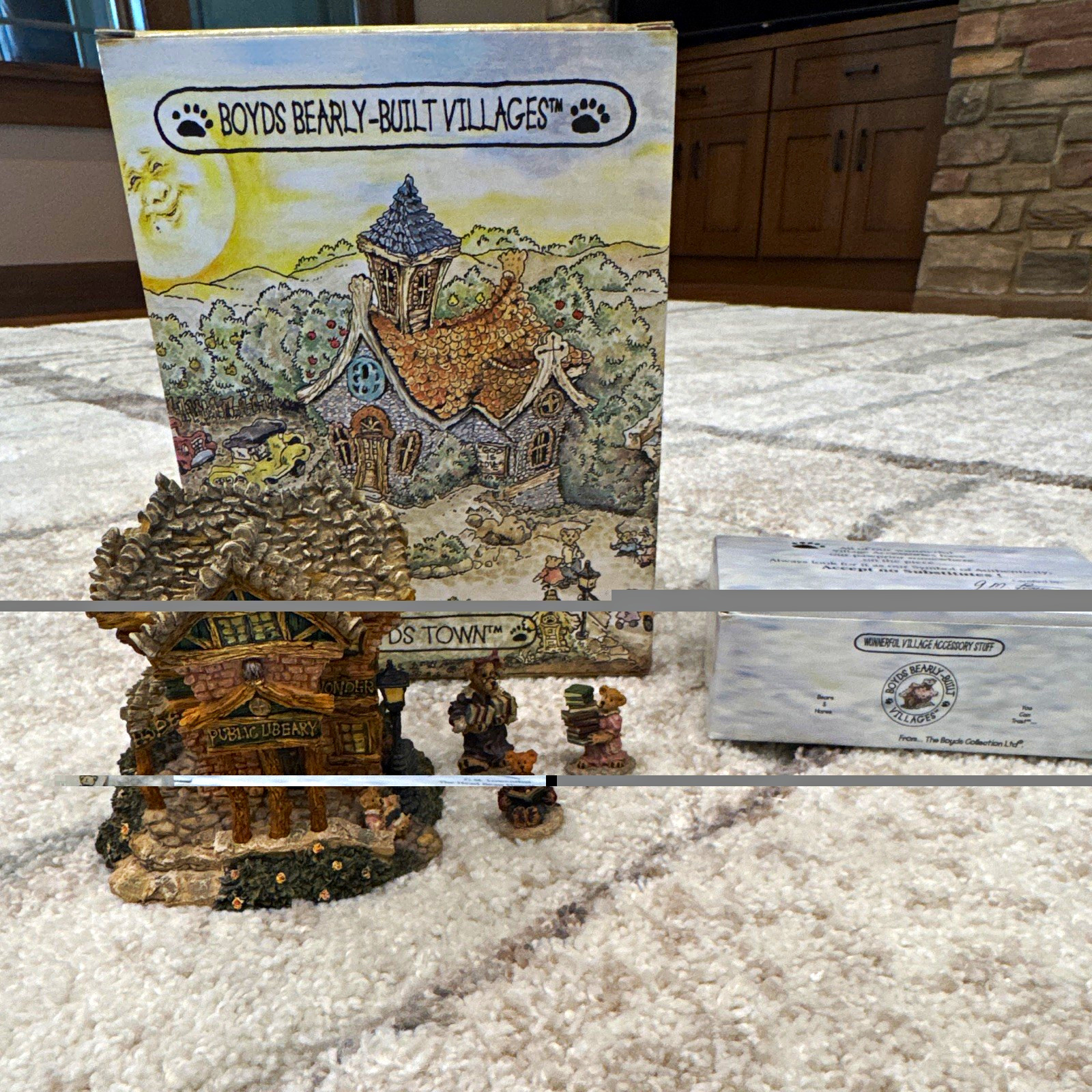 Boyds Bearly-Built Villages The Public Library House 2000 Boxed 4pc