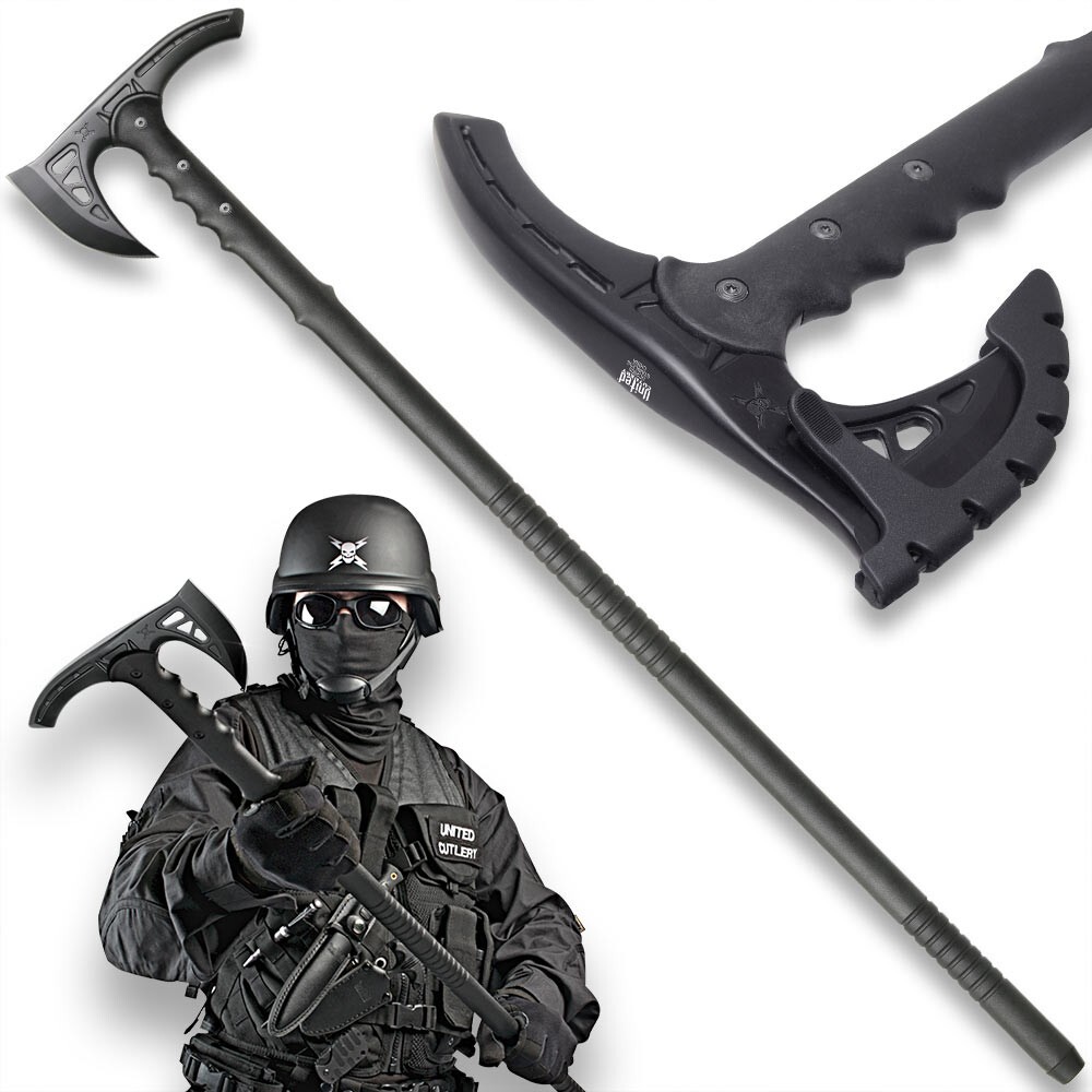 M48 Kommando Survival Axe Hiking Staff | Fiberglass Handle | Cover | 37” Overall
