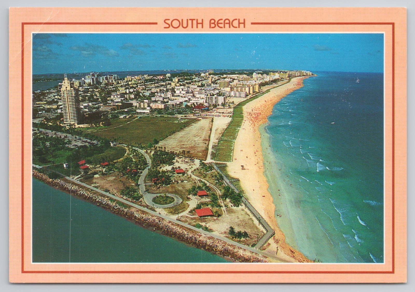 Vintage South Beach Miami FL Postcard South Point Aerial View Coastline Ocean Vintage South Beach Miami FL Postcard South Point Aerial View Coastline Ocean