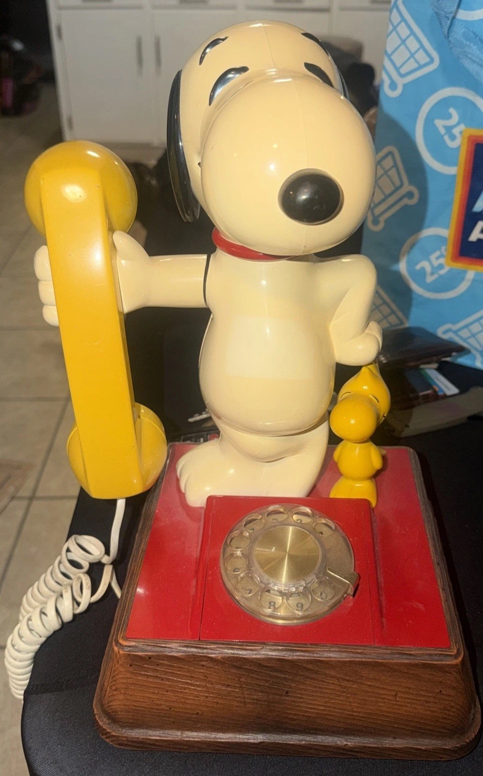 Vintage 1976 Snoopy Woodstock Rotary Phone ATC Peanuts Works Tested