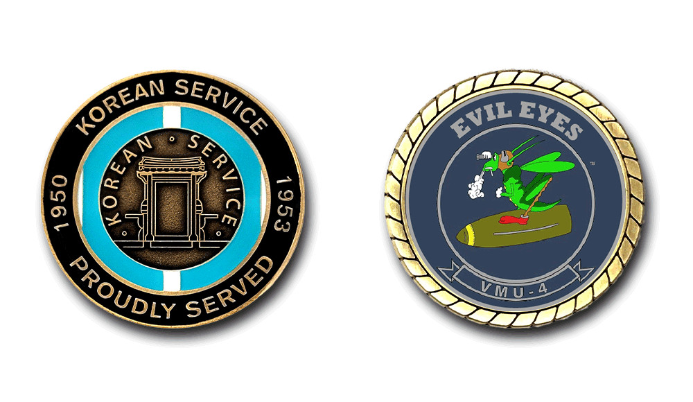 USMC VMU-4 Evil Eyes Korean Service Challenge Coin USMC VMU-4 Evil Eyes Korean Service Challenge Coin