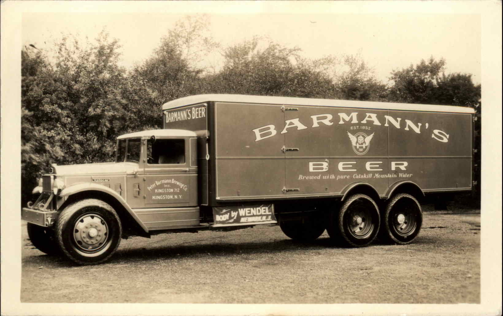 Kingston New York NY Delivery Truck Advertising BARMANN\'S BEER c1930 Real Photo