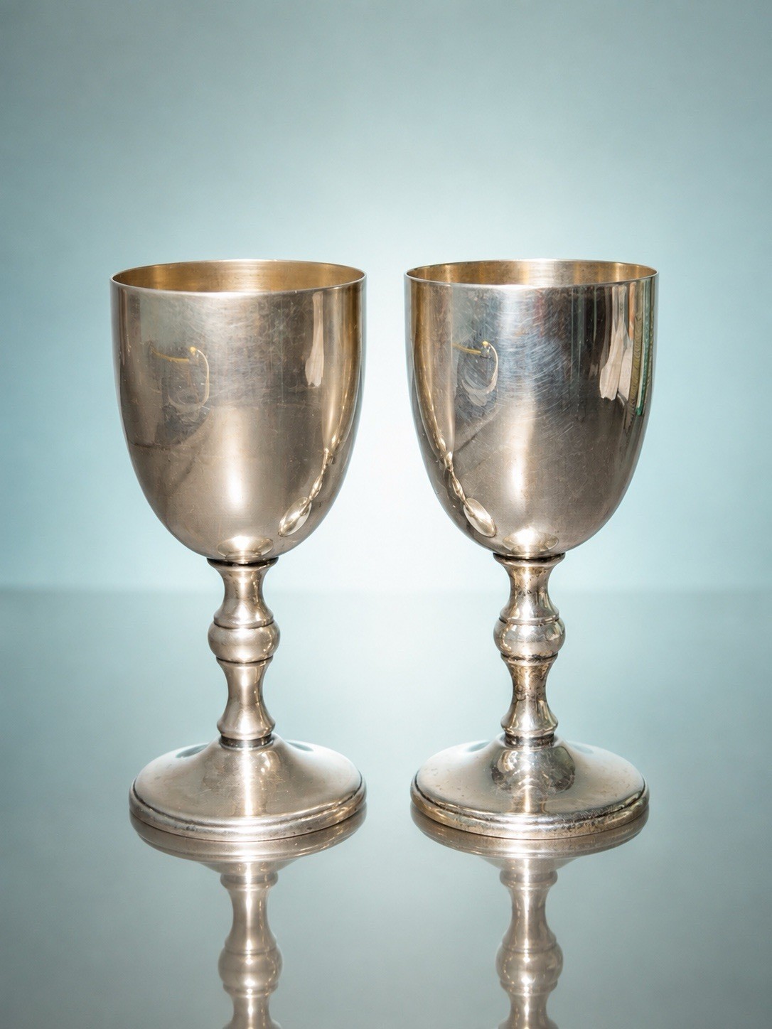 Raimond Italy 1960s Set Of 2 Goblets Silverplate, 2.5x5.5\