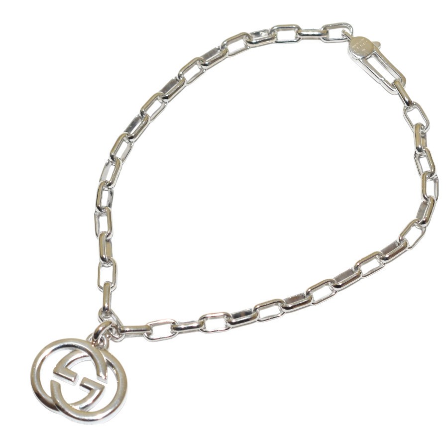 Gucci Interlocking G Silver Anklet Bracelet 21cm SV925, Polished Jewelry Gucci Interlocking G Silver Anklet Bracelet 21cm SV925, Polished Jewelry