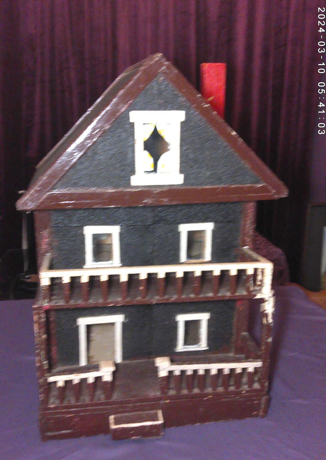 Creepy Antique 1930s Dollhouse Handmade Wood 28