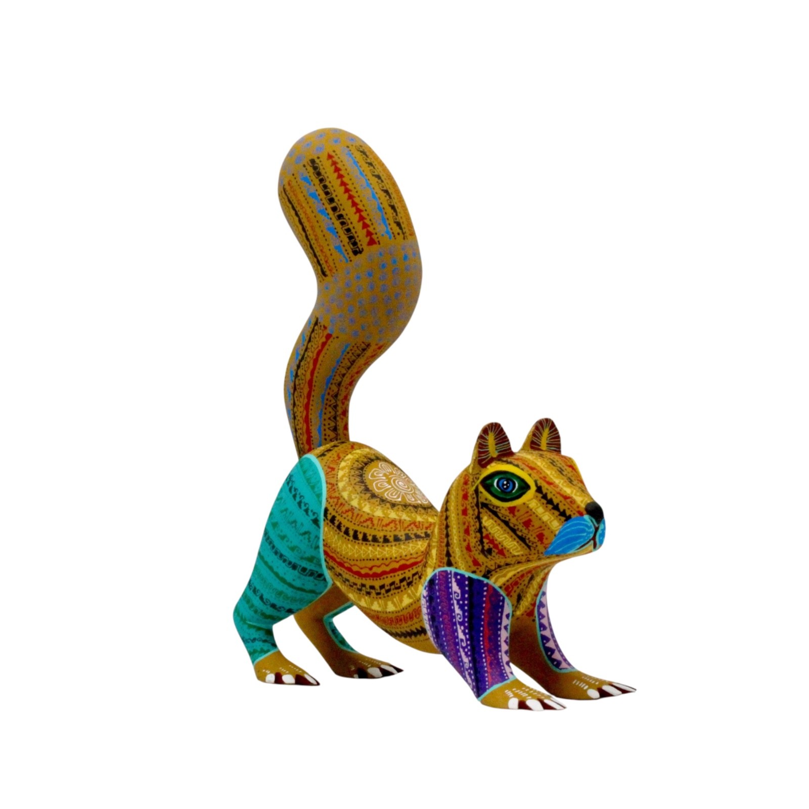 Hand-painted wooden meerkat Alebrije: unique Mexican folk art sculpture