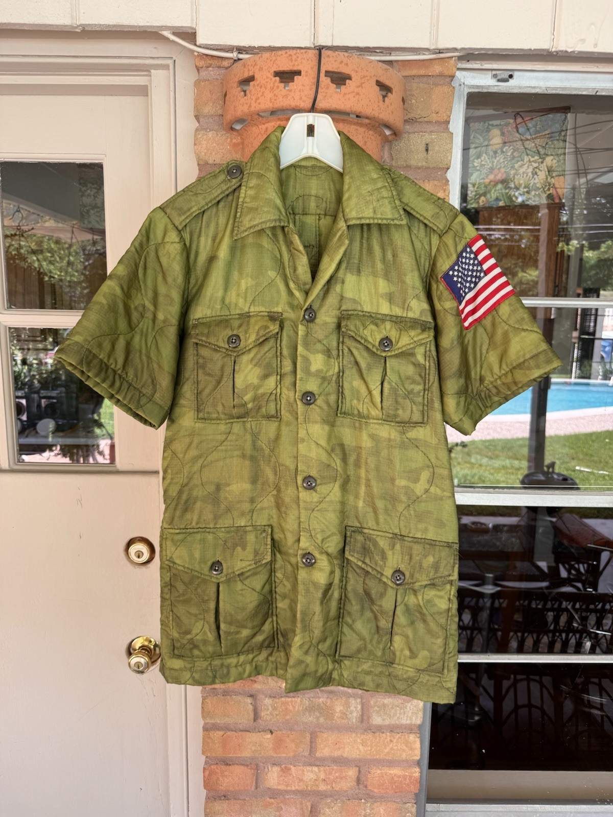 60s Vtg Vietnam War Thailand Tailor Camo ERDL Poncho Liner Bush Safari Jacket